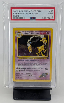 Graded Pokemon - Sabrina's Alakazam #16 Holo PSA 9 MINT