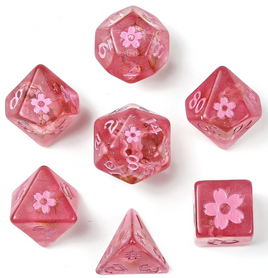 Hymgho - Wyrmforged: Sakua Blossom with Pink RPG Dice Set