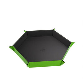 Gamegenic - Dice Tray - Magnetic Hexagonal XL Green & Black 271mm x 271mm Reversible