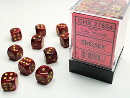 Chessex - 27834 - Vortex Burgundy/gold 12mm d6 Dice Block (36 dice)