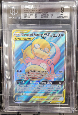 Graded Card - Pokemon - Slowpoke & Psyduck GX #217 UR F/A Beckett 9 MINT