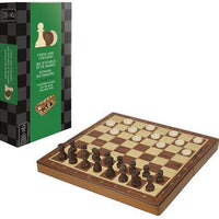 Chess & Checkers - Wooden Game - Folding Version