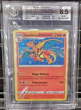Graded Card - Pokemon - Special Delivery Charizard #SWSH075 Promo Beckett 8.5 NM-MT+