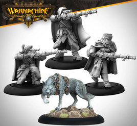 Warmachine - Khador Winter Korps Snipers and Hunting Dog