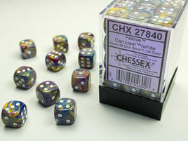 Chessex - 27840 - Festive Carousel/white 12mm d6 Dice Block (36 dice)