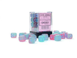 Chessex - 26864 - Gemini Gel Green-Pink/blue Luminary 12mm d6 Dice Block (36 dice)