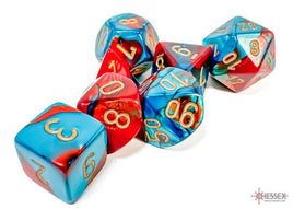 Chessex - 26462 - Gemini Red-Teal/gold Polyhedral 7-Dice Set
