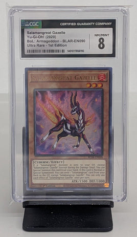 Graded Yu-Gi-Oh - Salamangreat Gazelle UR 1st Ed #BLAR-EN090 CGC 8 NM/MINT