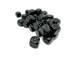 Chessex - Dice - 25858 - Opaque Black with Green12mm d6 36ct