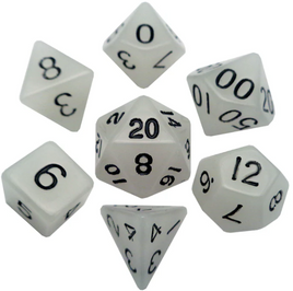 Fanroll - Glow: Clear w/black RPG Dice Set