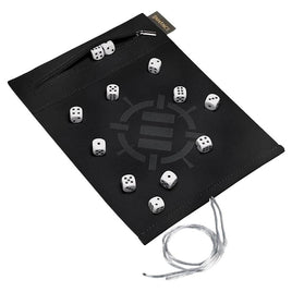Enhance - Roll on a Scroll: White d6 Dice Set & Black Rolling Mat