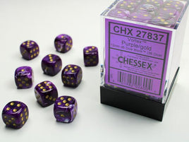 Chessex 27837 - Vortex Purple/gold 12mm d6 Dice Block (36 Count)