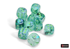 Chessex 27795 - Borealis Kelp with Light Green 16mm d6 Set (12 pcs)
