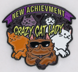 Foam Brain Games Enamel Pin - Dungeon Crawler Carl: New Achievement Crazy Cat Lady
