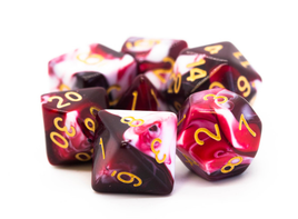 Old School Dice - Vorpal: Blood Red & White with Gold RPG Dice Set