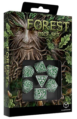 Q Workshop - Forest Dice: Tundra White & Green RPG Dice Set