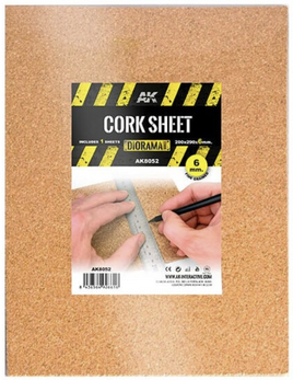 AK Interactive - Cork Sheet 6mm Fine Grained (1 Sheet)