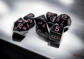 Chessex - Dice - 25448 - Opaque Black with Pink 7pc Set