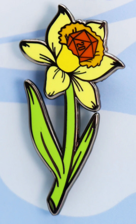 Foam Brain Games Enamel Pin - Hollow Hearts: Dice Daffodil
