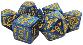 Old School Dice - Rune Dice: All Hallows Eve Blue with Yellow RPG Dice Set