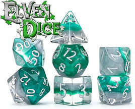 Gate Keeper Games - Eclipse Elven Sylvan Silver & Rivendell Green RPG Dice Set
