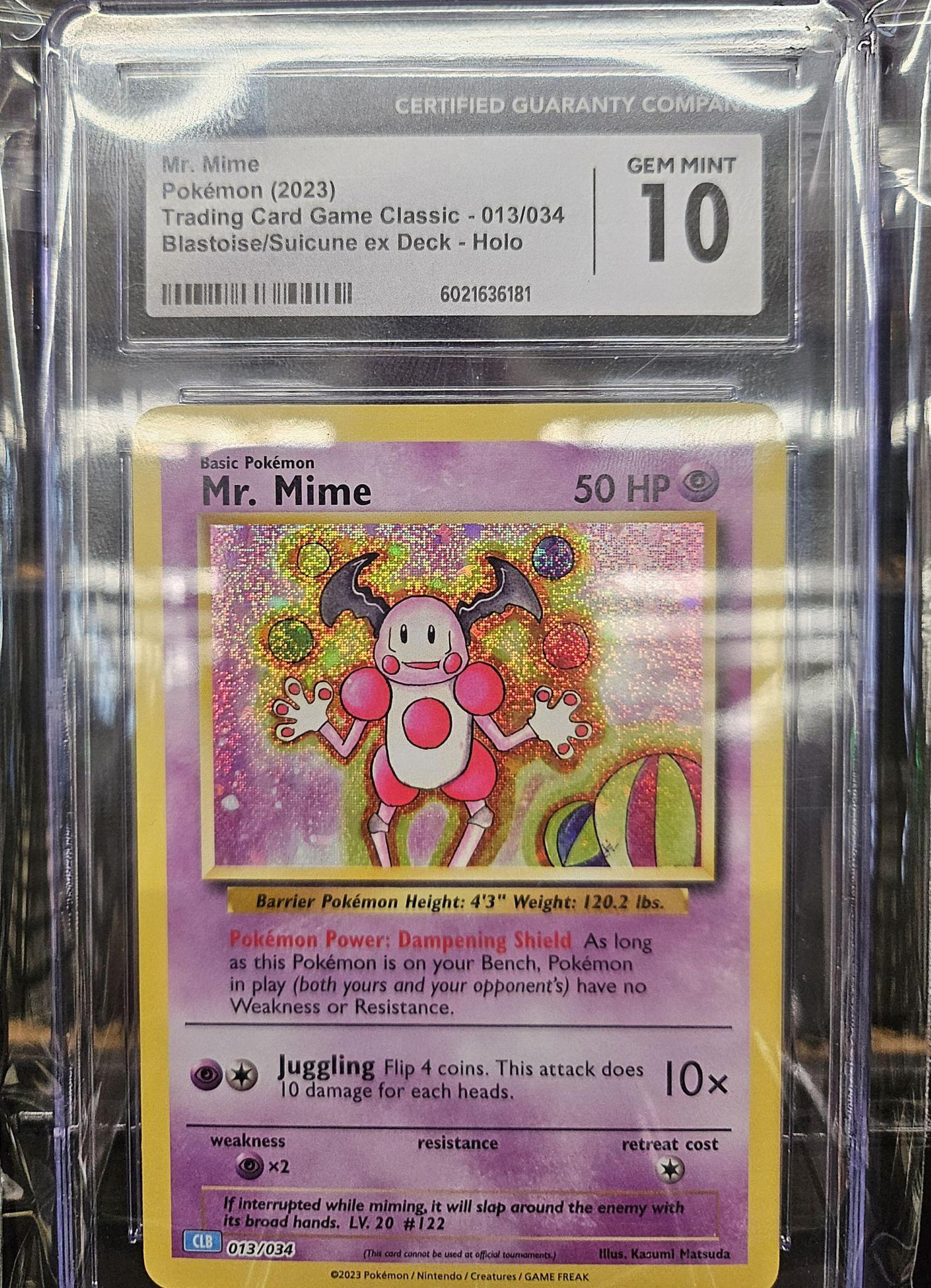 Graded Pokemon - Mr. Mime Holo #013/034 CGC 10 Gem Mint Graded Pokemon - Mr. Mime Holo #013/034 CGC 10 Gem Mint