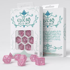 Q Workshop - Elvish: Shimmering Pink & White RPG Dice Set