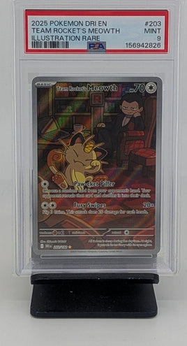 Graded Pokemon - Team Rocket's Meowth #203 IR PSA 9 MINT