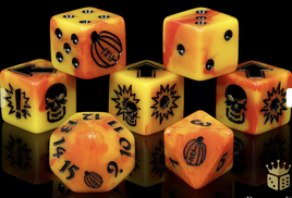 Baron of Dice - Bloody Football: Orange Fire Pumpkin Dice Set