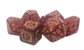 Old School Dice - Rune Dice: Coiled Serpent Red with Gold RPG Dice Set