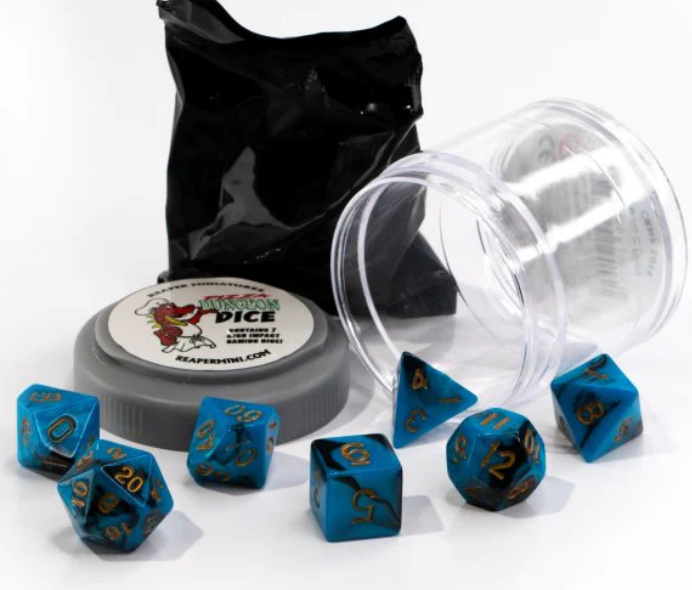 Pizza Dungeon Dice - Dual - Blue & Black