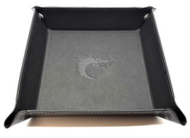 Old School Dice - Square Dice Rolling Tray - Black with Black Back