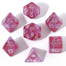 Hymgho - Purrfect Pink Resin RPG Dice Set