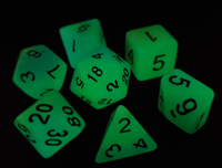 Old School Dice - 7 Piece DnD RPG Dice Set: Glow Dice - Green & Blue