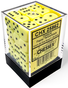 Chessex - Dice - 25862 - Pastel Yellow & Black 12mm d6 (36)