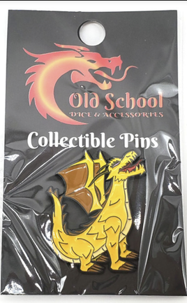 Old School Dice & Accessories Enamel Pin - Gold Dragon