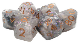 Old School Dice - Particles: Black & White Mist RPG Dice Set