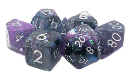 Old School Dice - Particles: Black, Blue, & Purple Mist RPG Dice Set