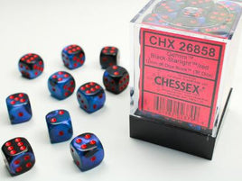 Chessex - 26858 - Gemini Black-Starlight/red 12mm d6 Dice Block (36 dice)