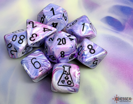 Chessex - 30065 Festive Hydrangea/black Polyhedral 7-Dice Set (with bonus die)