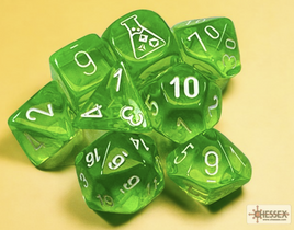 Chessex 30062 - Lab Dice: Translucent Rad Green/White Polyhedral RPG Dice Set (plus bonus die)