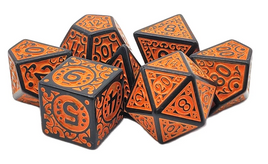 Old School Dice - Rune Dice: Magical Runes Orange RPG Dice Set