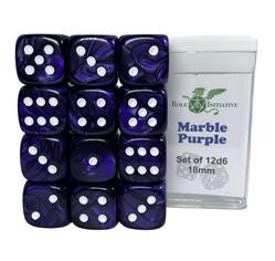 Roll 4 Initiative - Dice - Marble Purple 12d6 Set 18mm