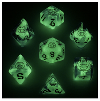 Hymgho - Dice - Wyrmforged Bog Frog Glow in the Dark 7-Dice RPG Set