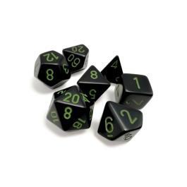 Chessex - Dice - 25458 - Opaque Black with Green 7pc Set