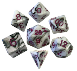 Fanroll - Marble with Purple Numbers RPG Dice Set