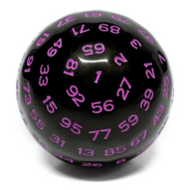 Foam Brain Games - D100 Black Opaque with Purple 45mm