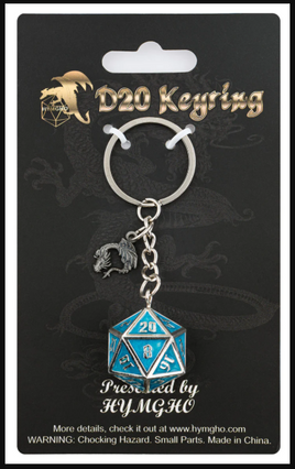 Hymgho - d20 Keychain: Draconis Glow in the Dark Blue