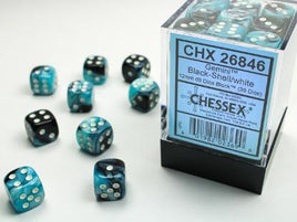 Chessex - 26846 - Gemini Black-Shell/white 12mm d6 Dice Block (36 dice)