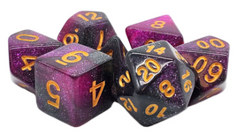 Old School Dice - Galaxy: Purple & Black with Gold RPG Dice Set